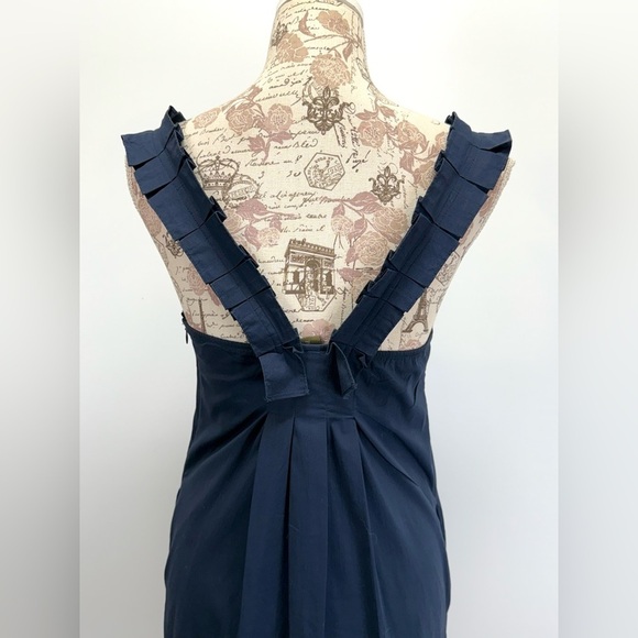 FEI for ANTHROPOLOGIE Navy Ruffle strap mini shift dress size 4. - Picture 4 of 12
